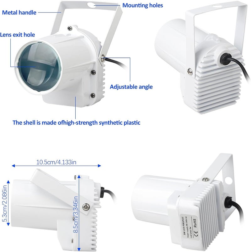 MADOWL Spotlight for Disco Ball Lights Pin Spot Light, White Led Beam Pinspot Light for Disco Ball Motors, 3w White Spot Lights for Parties - Image 3